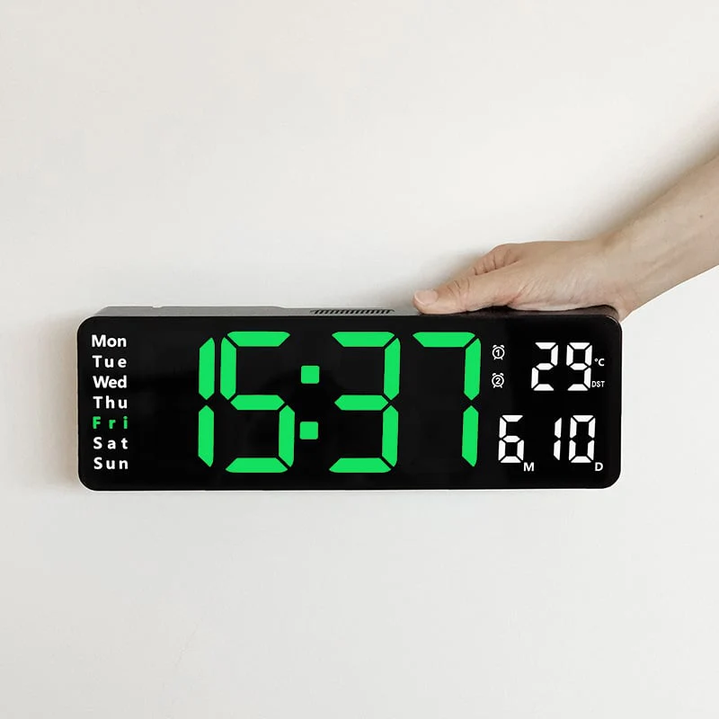 🏡59% de réduction⚡Grande horloge numérique avec température, date, heure d'été automatique, lumière de nuit, Dimmer de luminosité automatique - Image 11