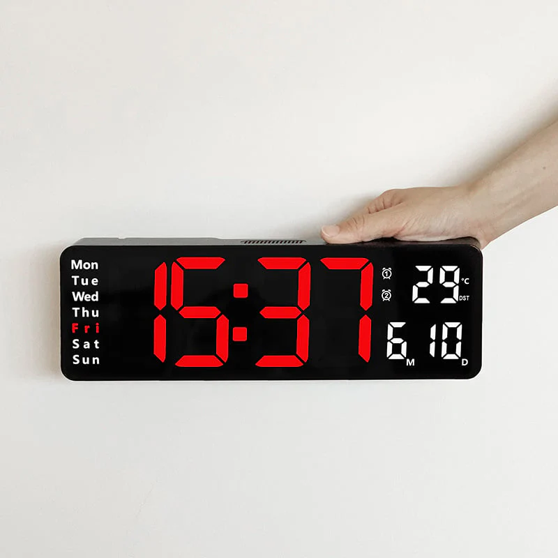 🏡59% de réduction⚡Grande horloge numérique avec température, date, heure d'été automatique, lumière de nuit, Dimmer de luminosité automatique - Image 12