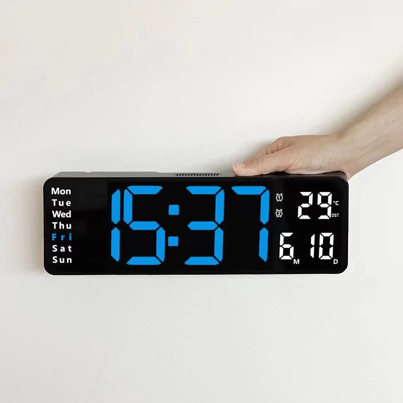 🏡59% de réduction⚡Grande horloge numérique avec température, date, heure d'été automatique, lumière de nuit, Dimmer de luminosité automatique - Image 13