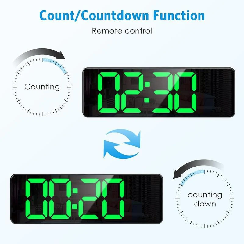 🏡59% de réduction⚡Grande horloge numérique avec température, date, heure d'été automatique, lumière de nuit, Dimmer de luminosité automatique - Image 5