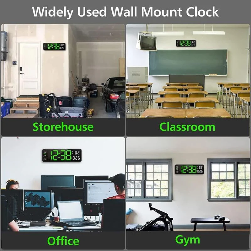 🏡59% de réduction⚡Grande horloge numérique avec température, date, heure d'été automatique, lumière de nuit, Dimmer de luminosité automatique - Image 8