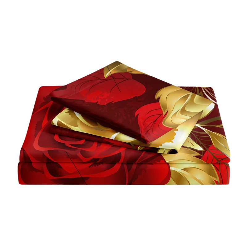 📢📢55 % DE RÉDUCTION !!! ✨Ensemble de housse de couette fleurie dorée de luxe - Image 2