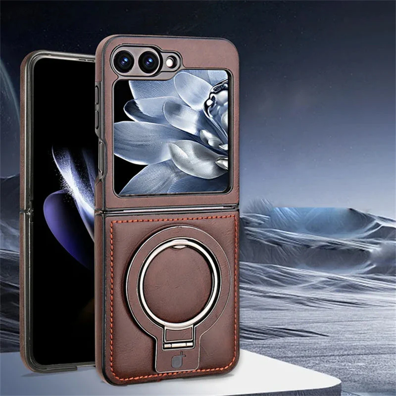 ✨Luxury PU Leather Magnetic Phone Case with Ring Stand for Galaxy Z Flip Series - Image 12