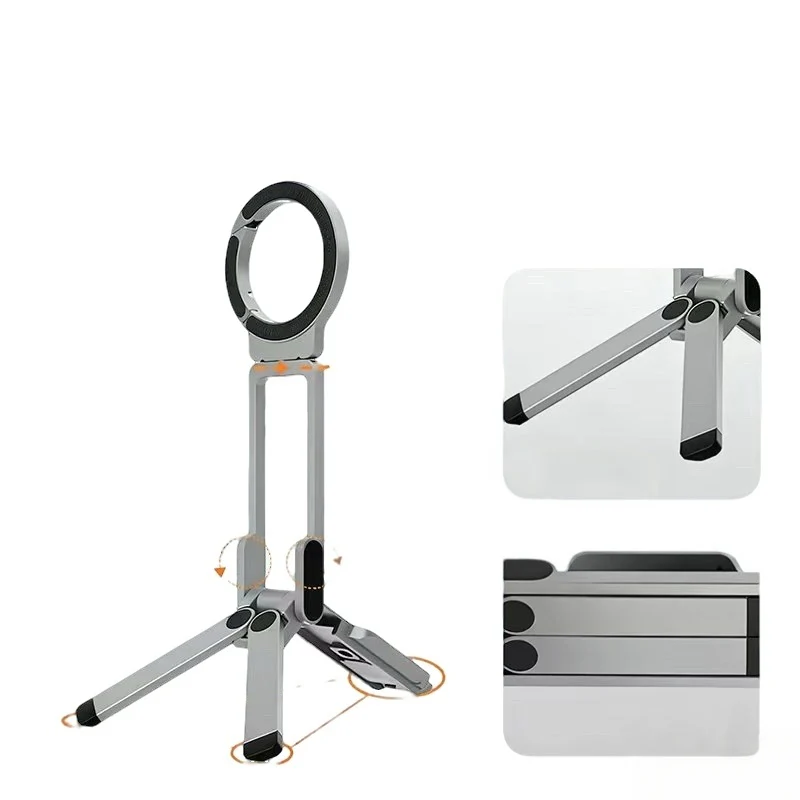 📢📢50 % de réduction !! ⏰Support magnétique pour téléphone, MA38 Support portable pour téléphone Mini trépied pour Magsafe avec aimant puissant double face Trou de positionnement Arri 1/4'' Crochet rabattable - Image 16
