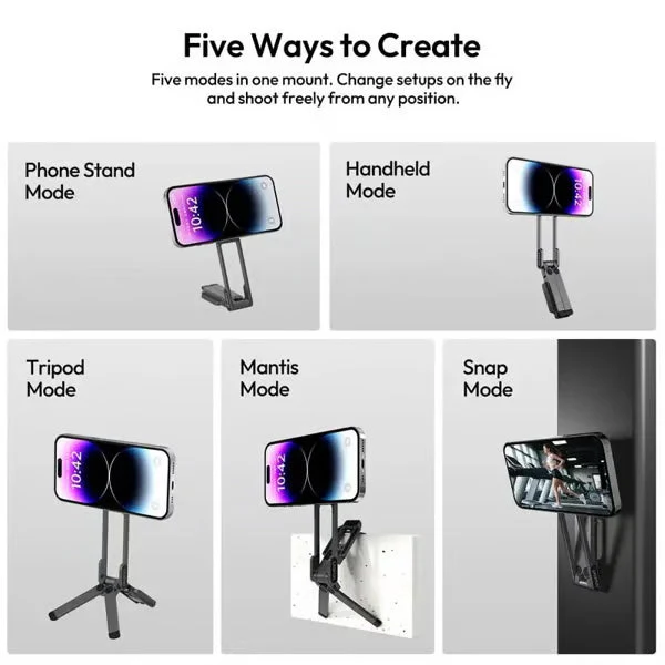 📢📢50 % de réduction !! ⏰Support magnétique pour téléphone, MA38 Support portable pour téléphone Mini trépied pour Magsafe avec aimant puissant double face Trou de positionnement Arri 1/4'' Crochet rabattable - Image 4