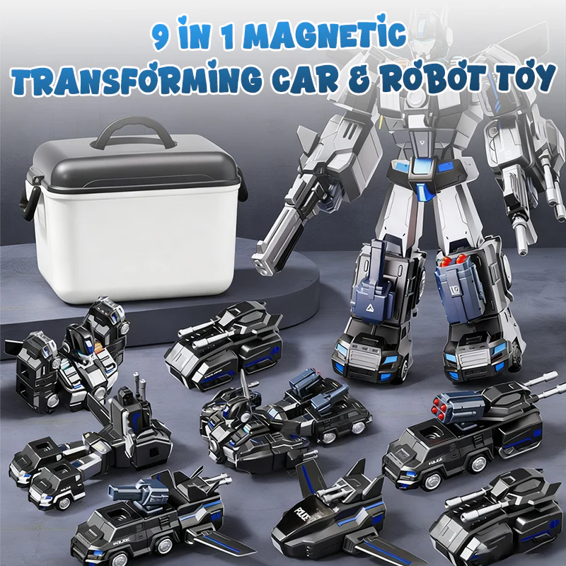 📢📢 50% DE RÉDUCTION ! ✨Voiture et robot transformables magnétiques 9 en 1