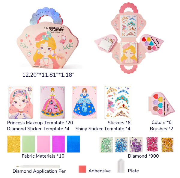 📢📢50% DE RÉDUCTION !!! ✨Ensemble de jeu d'habillage et de maquillage de princesse fantastique 3 en 1 - Image 9