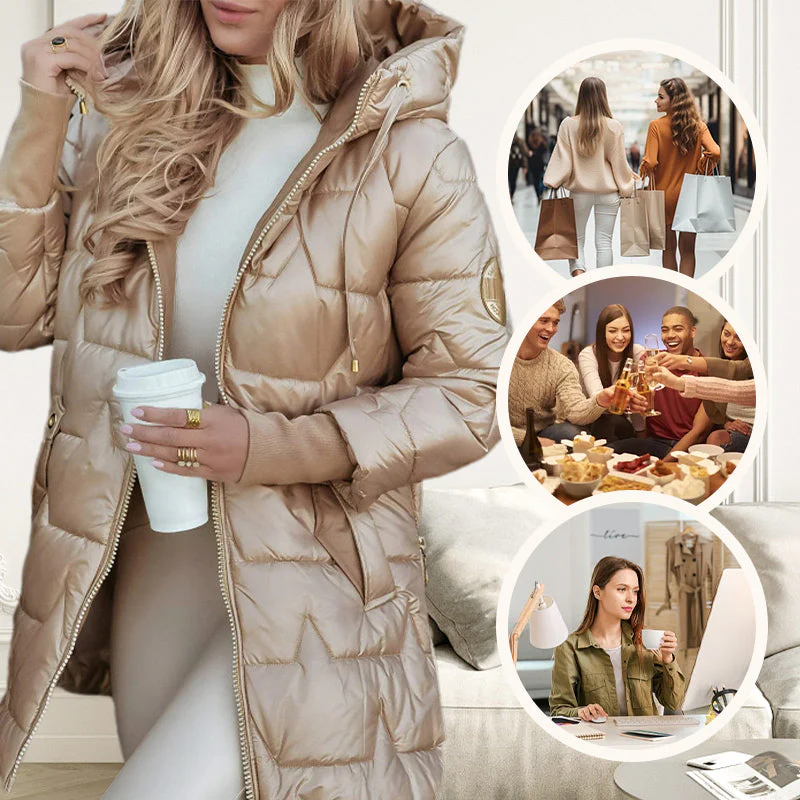 Manteau en Coton à Capuche Mi-Long pour Femme - Image 5