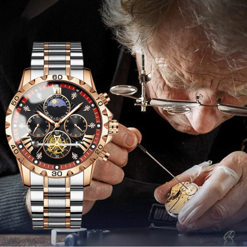 📢📢60 % de réduction !!! 🎅【🎁Le Cadeau de Noël🎁】Montre quartz lumineuse et étanche pour homme avec roue à ailettes - Image 3