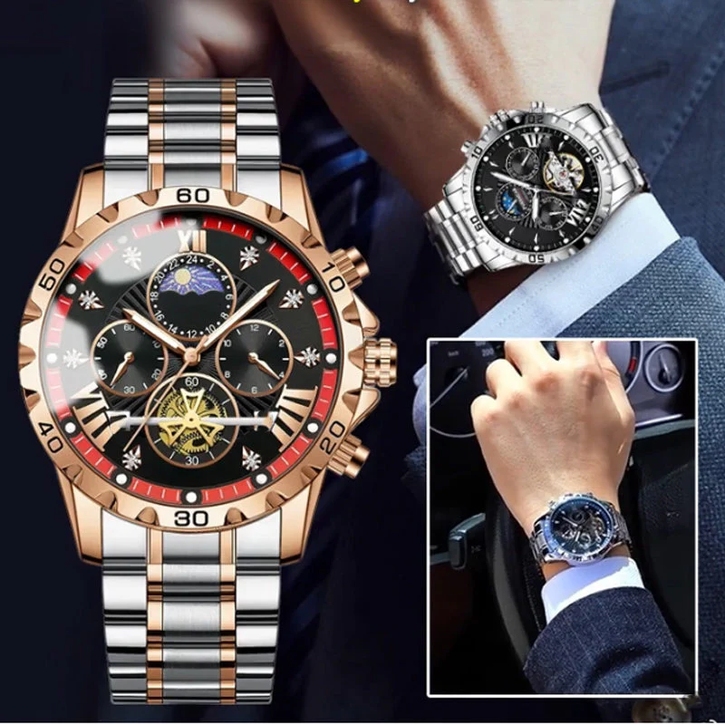 📢📢60 % de réduction !!! 🎅【🎁Le Cadeau de Noël🎁】Montre quartz lumineuse et étanche pour homme avec roue à ailettes - Image 4