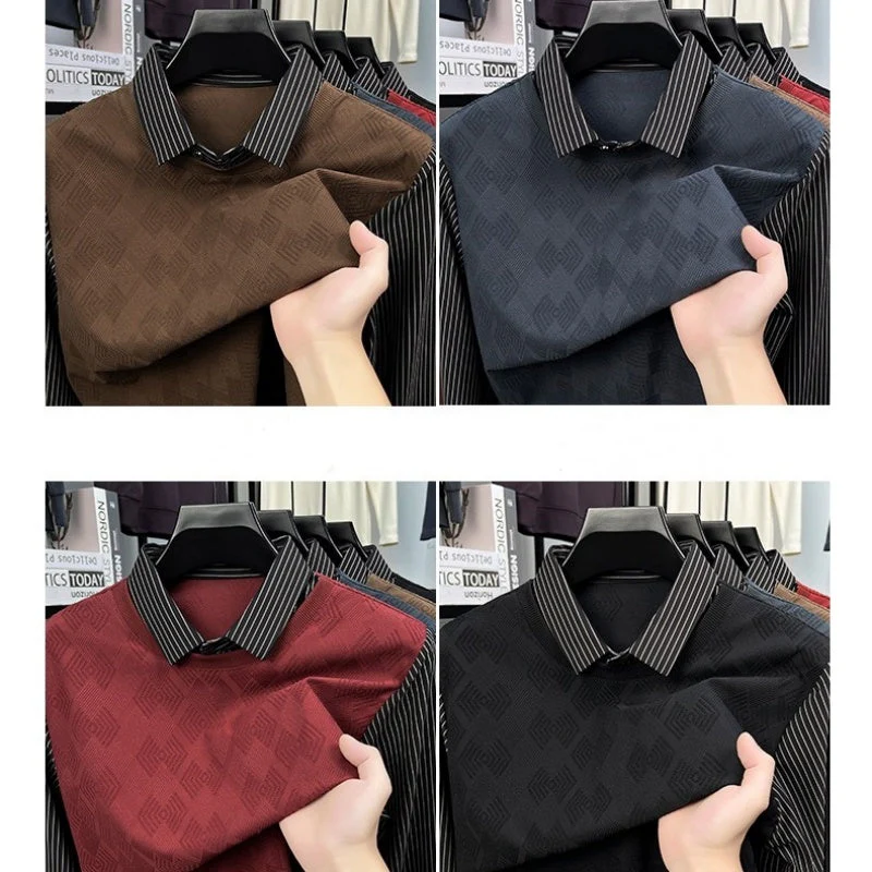 Men's Casual Faux Two-Piece Long-Sleeve Top - Image 10