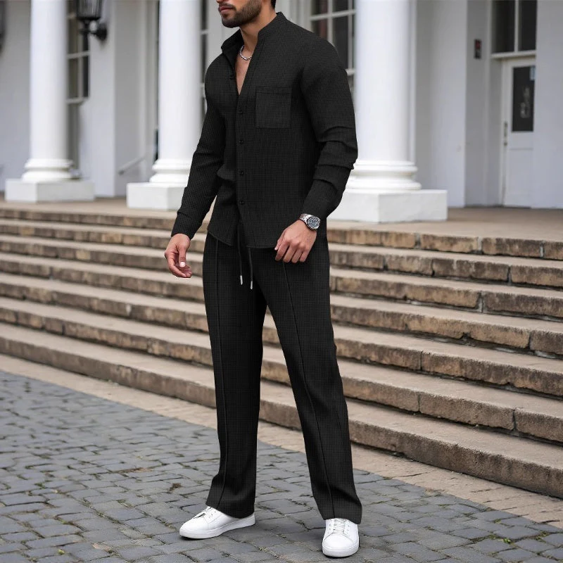 📢📢60 % de réduction !! ⏰Ensemble 2 pièces chemise et pantalon décontractés pour homme - Image 2