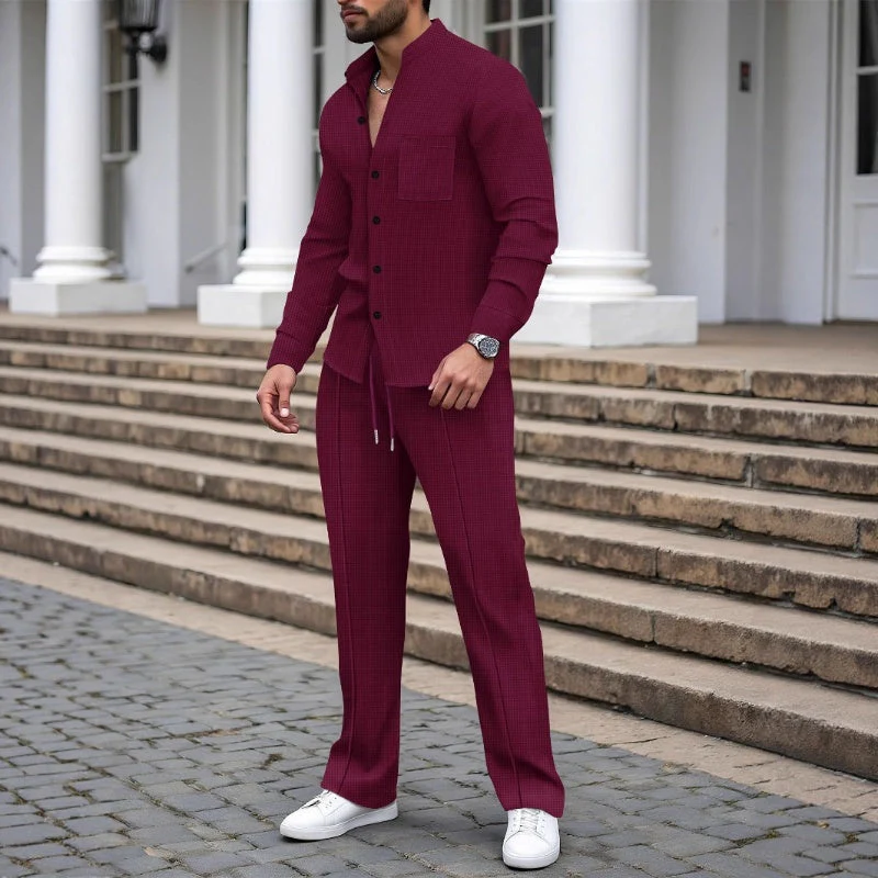 📢📢60 % de réduction !! ⏰Ensemble 2 pièces chemise et pantalon décontractés pour homme - Image 5