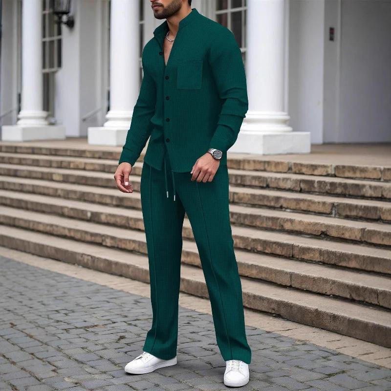 📢📢60 % de réduction !! ⏰Ensemble 2 pièces chemise et pantalon décontractés pour homme - Image 7