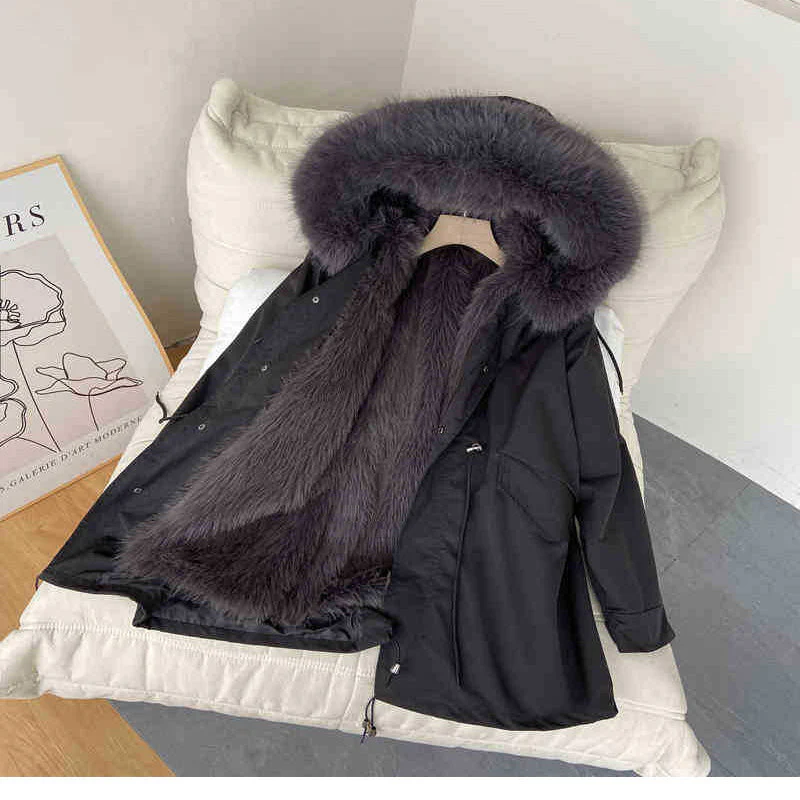 🔥Veste mi-longue pour hommes avec fourrure synthétique amovible - Image 10