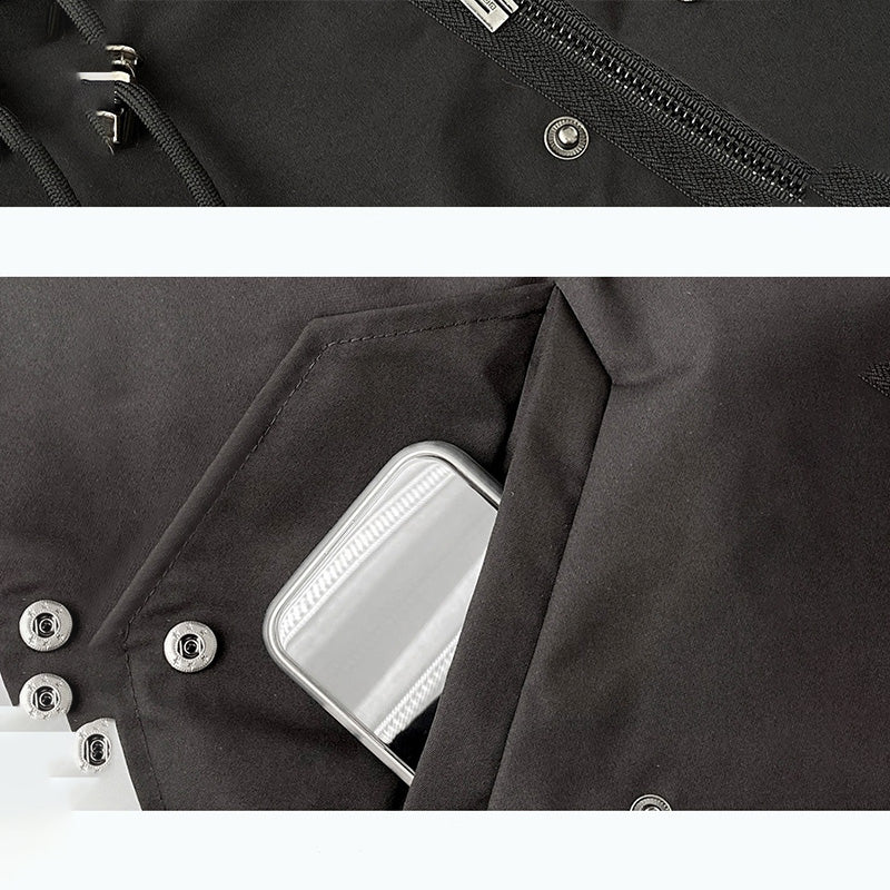🔥Veste mi-longue pour hommes avec fourrure synthétique amovible - Image 6