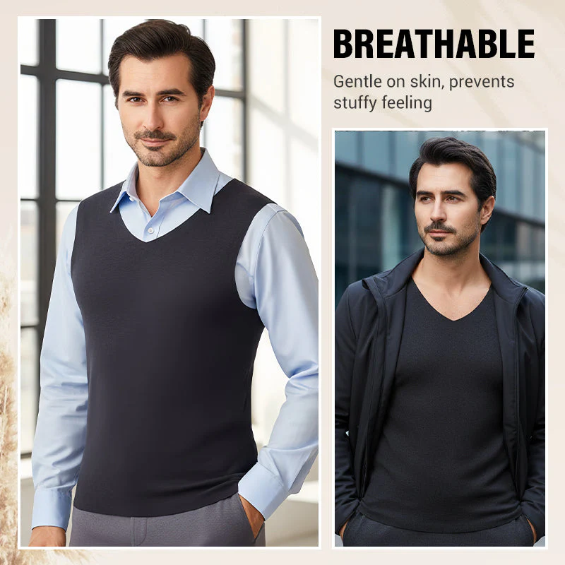 📢📢50% DE RÉDUCTION !!!✨Gilet thermique uni sans coutures pour homme - Image 3