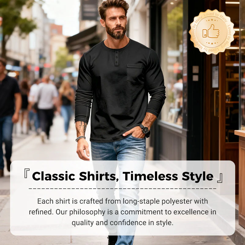 📢📢55 % de réduction !!!✨T-shirt Henley manches longues slim fit pour homme : respirant, élégant & polyvalent ! 👔👕 - Image 7