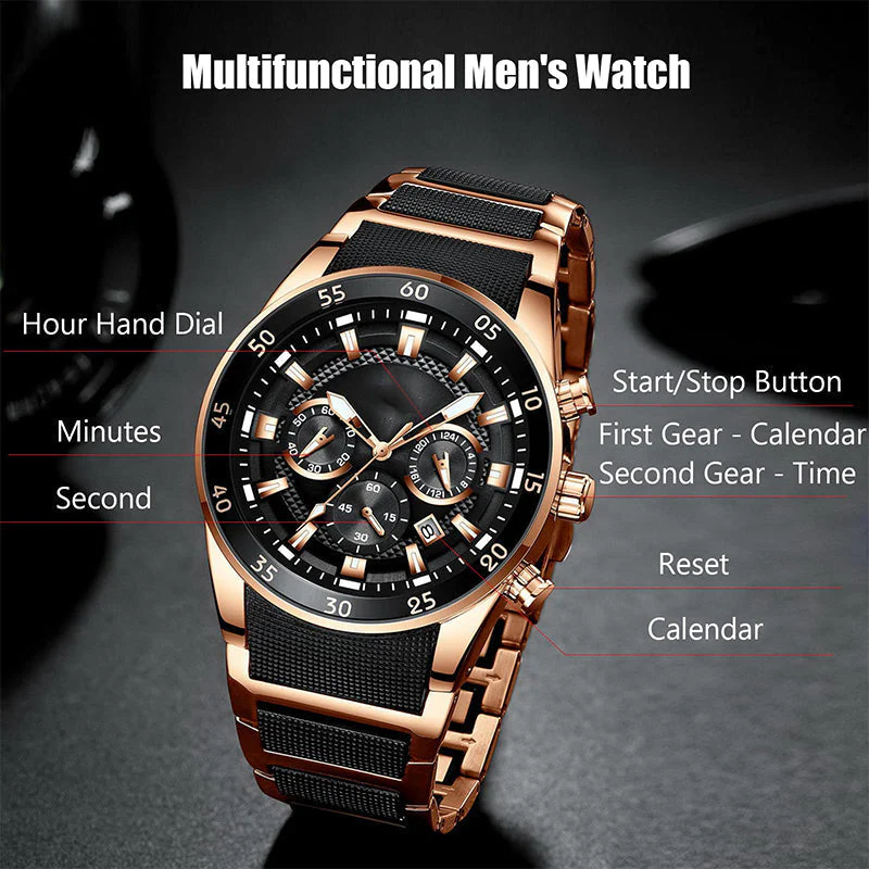 âRemise de 60% de la valeurđ„Montre Ă quartz multifonctionnelle Ă©tanche pour hommes