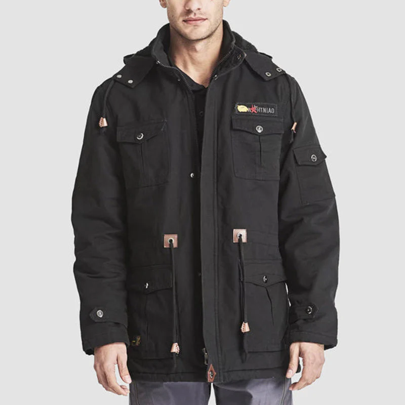 📢📢50% DE RÉDUCTION !!! ✨Veste Militaire Hiver Homme - 100% Coton, 7 Poches, Capuche Amovible, Idéal pour Activités Extérieures 🧥❄️ - Image 9