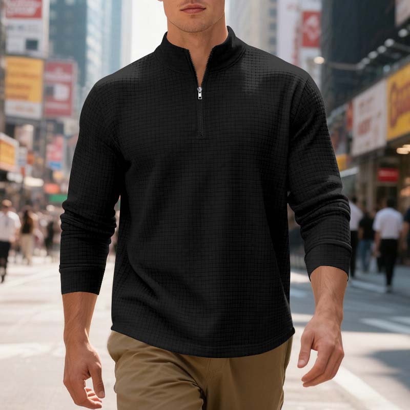 đąđą60 % de rĂ©duction !! â°Sweat-shirt Ă col zippĂ© 1/4 pour homme, en jacquard. - Image 11