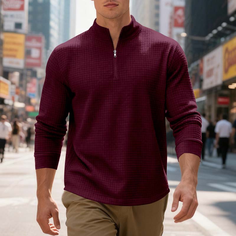 đąđą60 % de rĂ©duction !! â°Sweat-shirt Ă col zippĂ© 1/4 pour homme, en jacquard. - Image 9