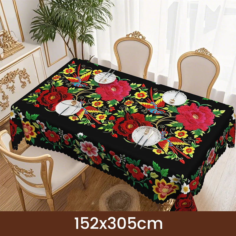 📢📢50 % de réduction – Nappe Mexicaine Florale avec Bord Festonné 🌸✨ Élégance Exotique & Résistance aux Taches ! - Image 11