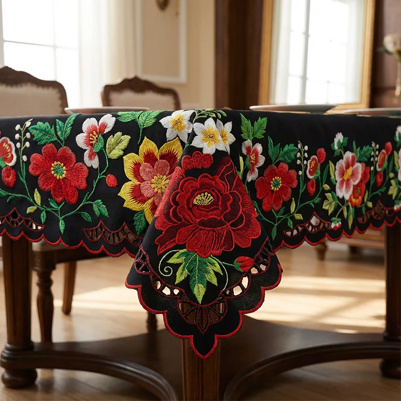 📢📢50 % de réduction – Nappe Mexicaine Florale avec Bord Festonné 🌸✨ Élégance Exotique & Résistance aux Taches ! - Image 6
