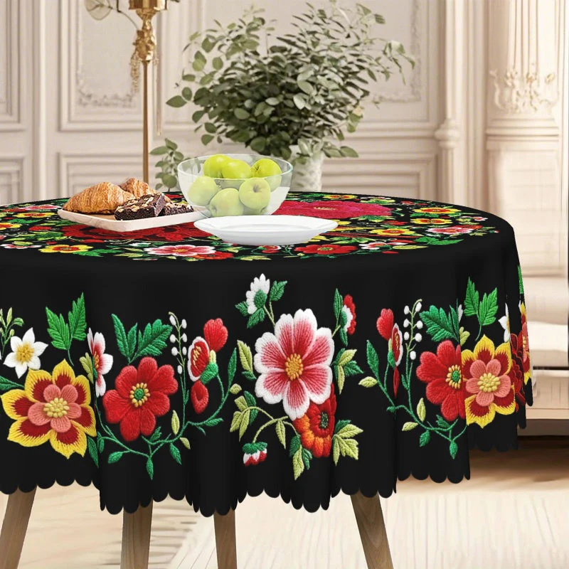 📢📢50 % de réduction – Nappe Mexicaine Florale avec Bord Festonné 🌸✨ Élégance Exotique & Résistance aux Taches ! - Image 8
