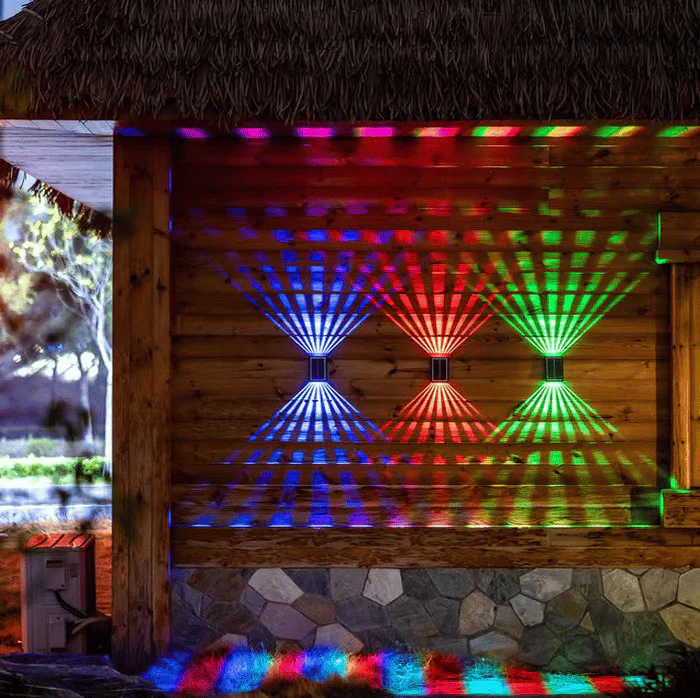 ✨☀️4 LED Solar Colorful Wall Lights Outdoor Light Waterproof - Image 2