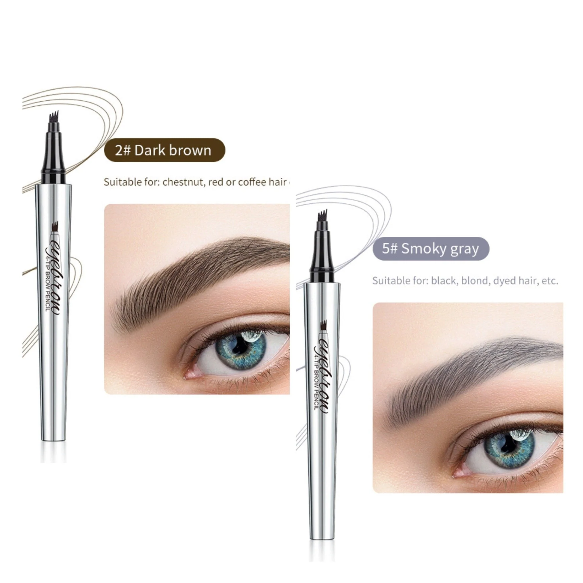 🔥Achetez 1 obtenez 1 gratuit 🔥 Crayon à sourcils résistant à l'eau et à la transpiration avec 4 fourchettes de tatouage de sourcils. - Image 20
