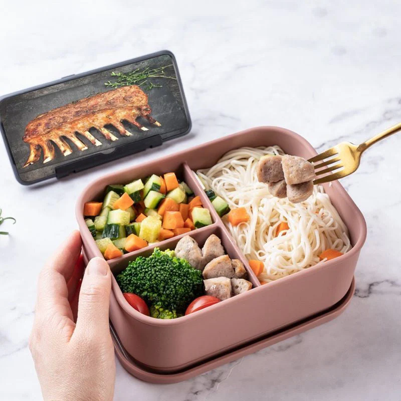 Microwave-Safe Compartmentalized Silicone Lunch Box