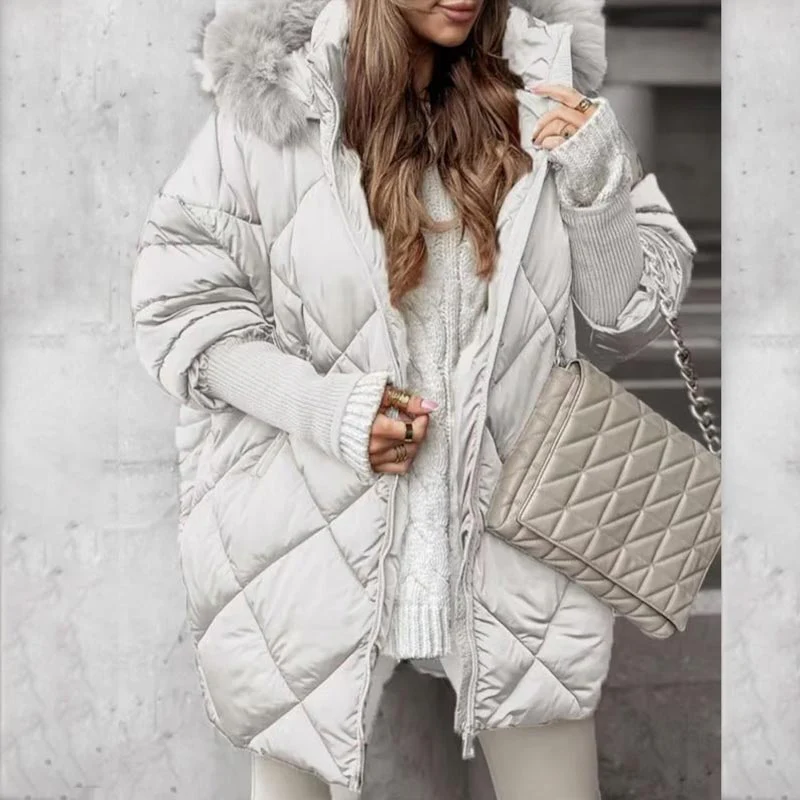 🔥Pré-réchauffement hivernal - Remises énormes🔥Parka mi-longue pour femme avec manches en tricot patchwork
