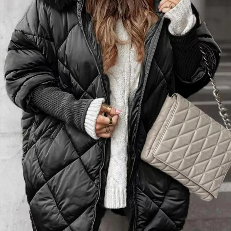 🔥Pré-réchauffement hivernal - Remises énormes🔥Parka mi-longue pour femme avec manches en tricot patchwork - Image 5