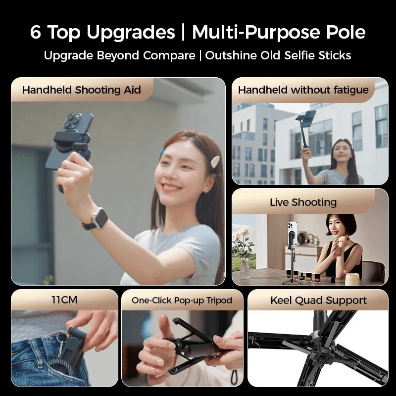 📢📢50 % de réduction !! ⏰Perche à Selfie Magnétique Multifonction 4-en-1 avec Rotation à 360°🌞 - Image 3