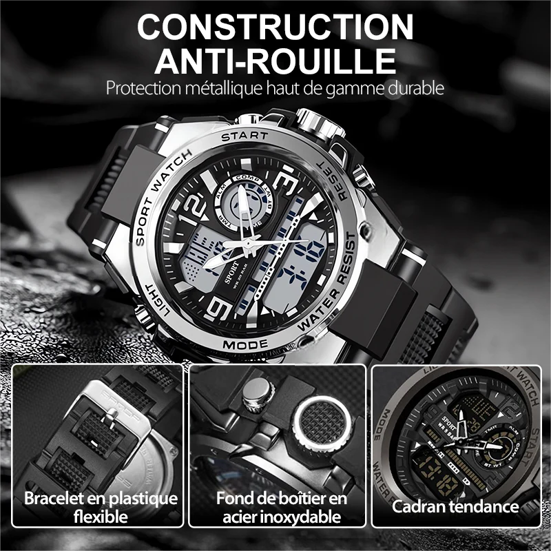 Montre de Sport Étanche pour Hommes avec Affichage Lumineux - Image 5