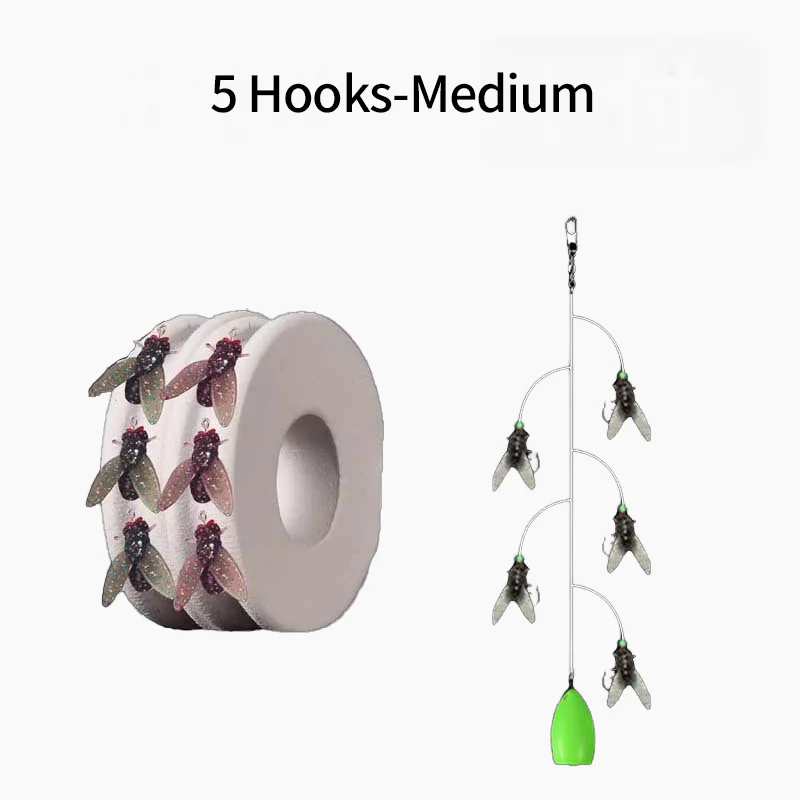đđEnsemble de leurres artificiels pour la pĂȘche Ă la mouche avec plusieurs hameçons - Image 10