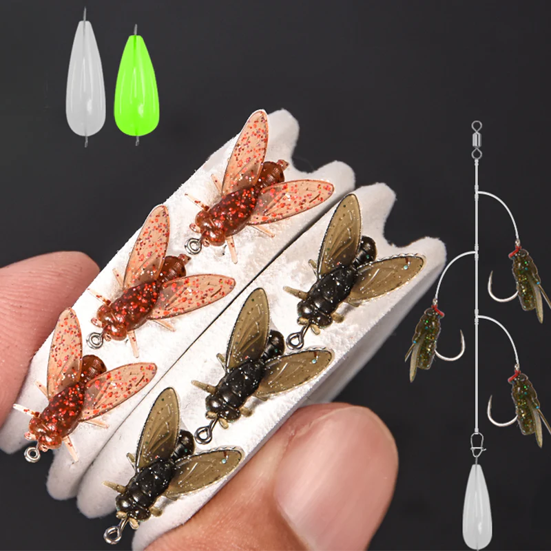 đđEnsemble de leurres artificiels pour la pĂȘche Ă la mouche avec plusieurs hameçons - Image 6