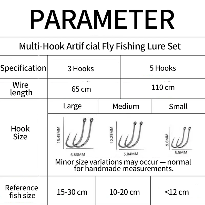 đđEnsemble de leurres artificiels pour la pĂȘche Ă la mouche avec plusieurs hameçons - Image 8