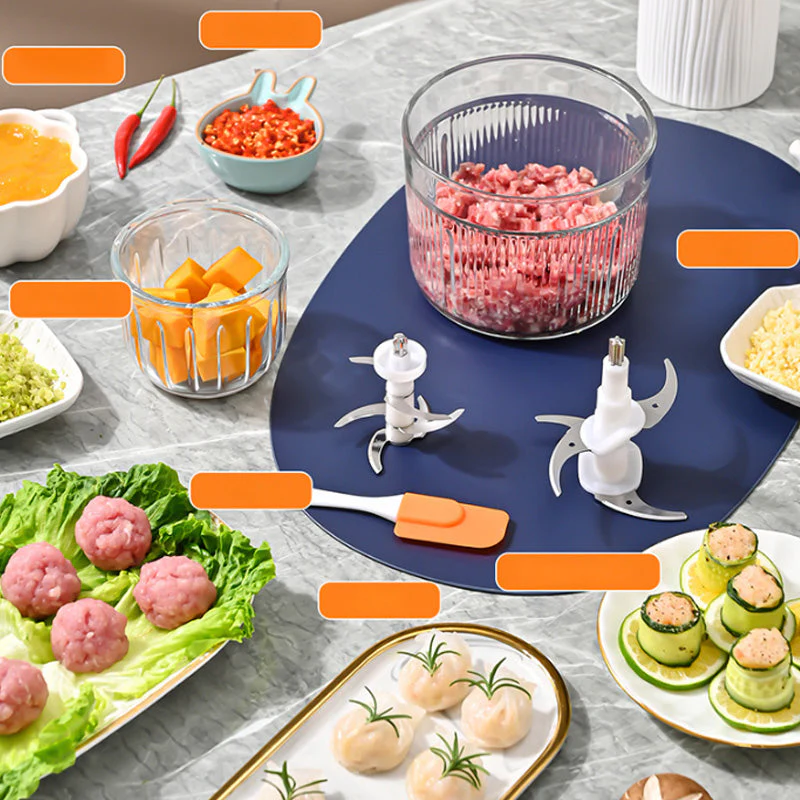 💥2025 ventes chaudes💥Hachoir à viande électrique multifonctionnel 3 bols - Image 4