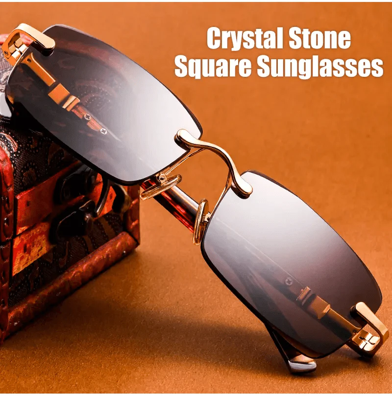 📢📢60 % de réduction !!!✨ Lunettes de soleil en cristal naturel - Protection UV400 & Légères, Idéales pour la conduite et les sorties ✨