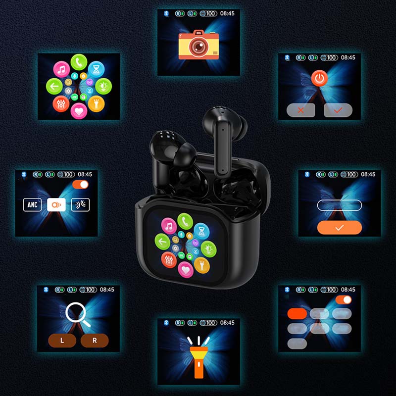 Écouteurs compacts à commande tactile et son clair 📍LED Full-Color Display📍 Active Noise Cancellation (ANC)📍 Touch Controls📍 Bluetooth 5.4 - Image 2