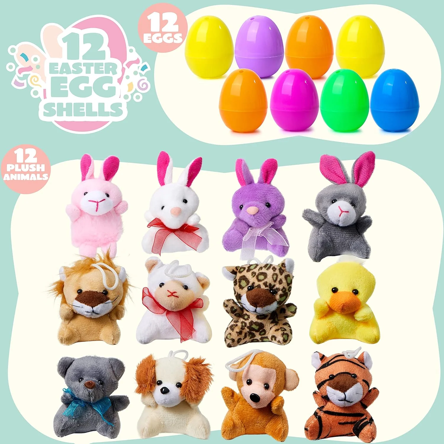 📢📢50 % de réduction !! ⏰Œufs de Pâques Préremplis avec des Animaux en Peluche - Image 2