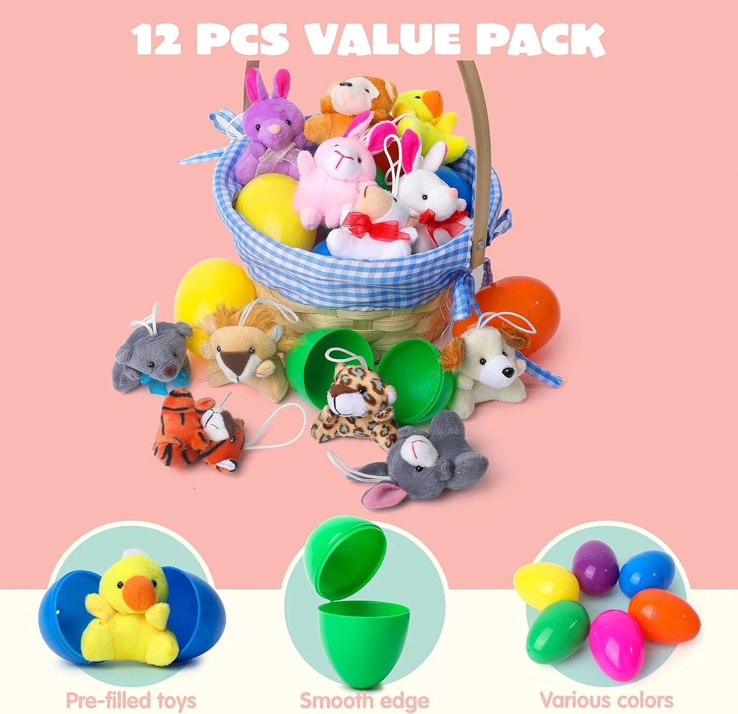 📢📢50 % de réduction !! ⏰Œufs de Pâques Préremplis avec des Animaux en Peluche - Image 3
