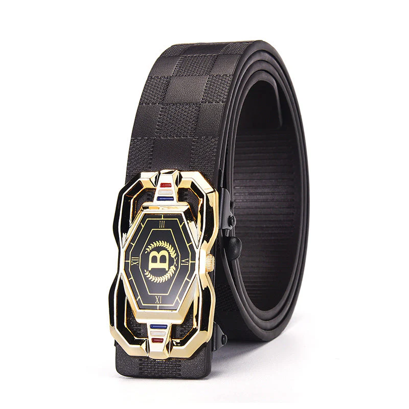 📢📢50 % DE RÉDUCTION !! ⏰🐊Ceinture en cuir pour homme avec motif crocodile raffiné, boucle automatique et fabriquée en cuir de vachette.