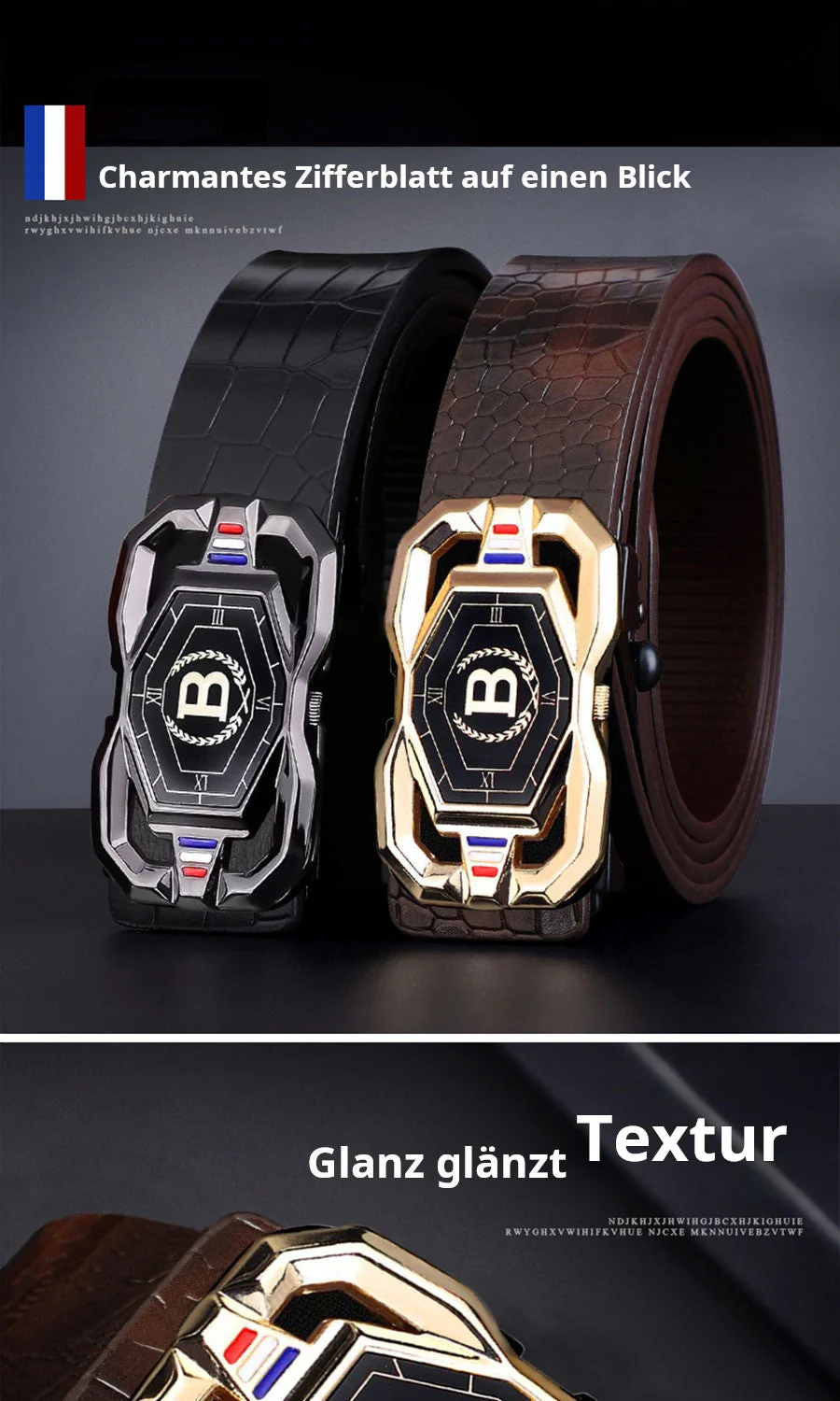 📢📢50 % DE RÉDUCTION !! ⏰🐊Ceinture en cuir pour homme avec motif crocodile raffiné, boucle automatique et fabriquée en cuir de vachette. - Image 15