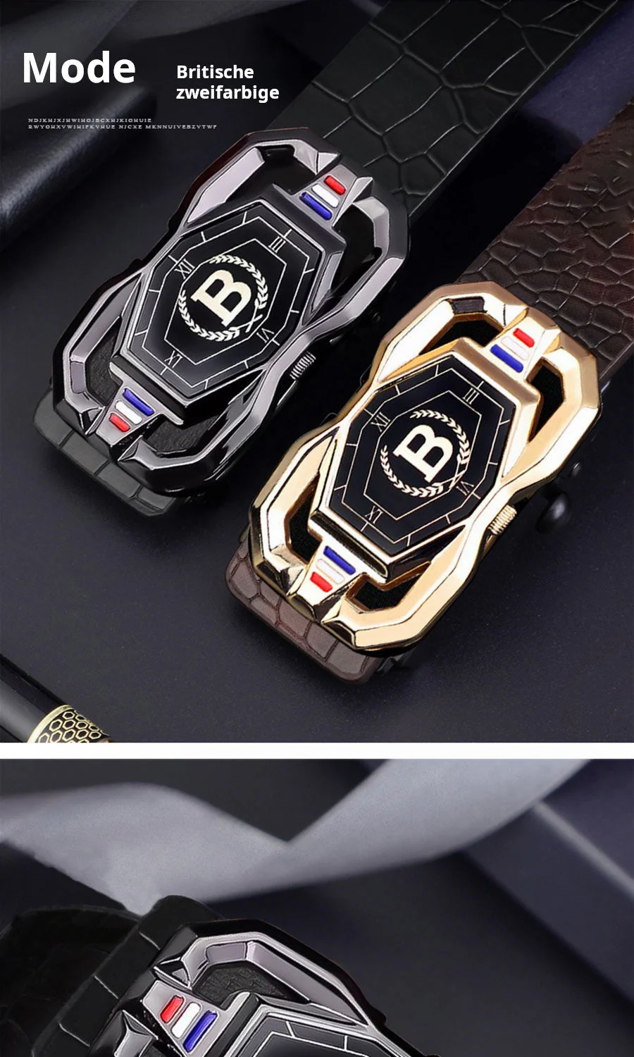 📢📢50 % DE RÉDUCTION !! ⏰🐊Ceinture en cuir pour homme avec motif crocodile raffiné, boucle automatique et fabriquée en cuir de vachette. - Image 7