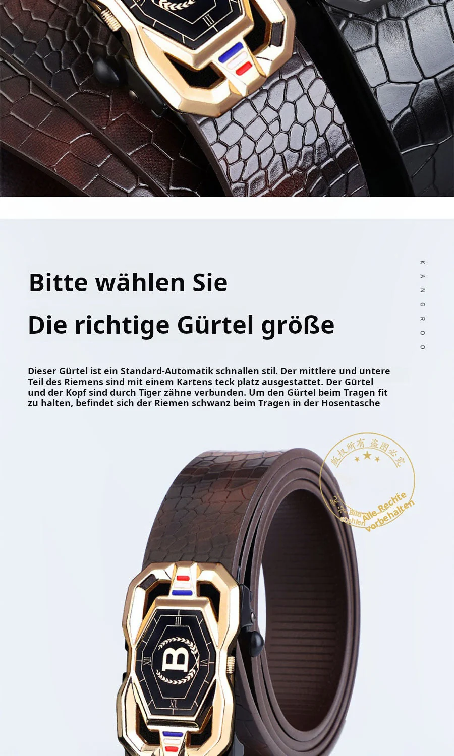 📢📢50 % DE RÉDUCTION !! ⏰🐊Ceinture en cuir pour homme avec motif crocodile raffiné, boucle automatique et fabriquée en cuir de vachette. - Image 16
