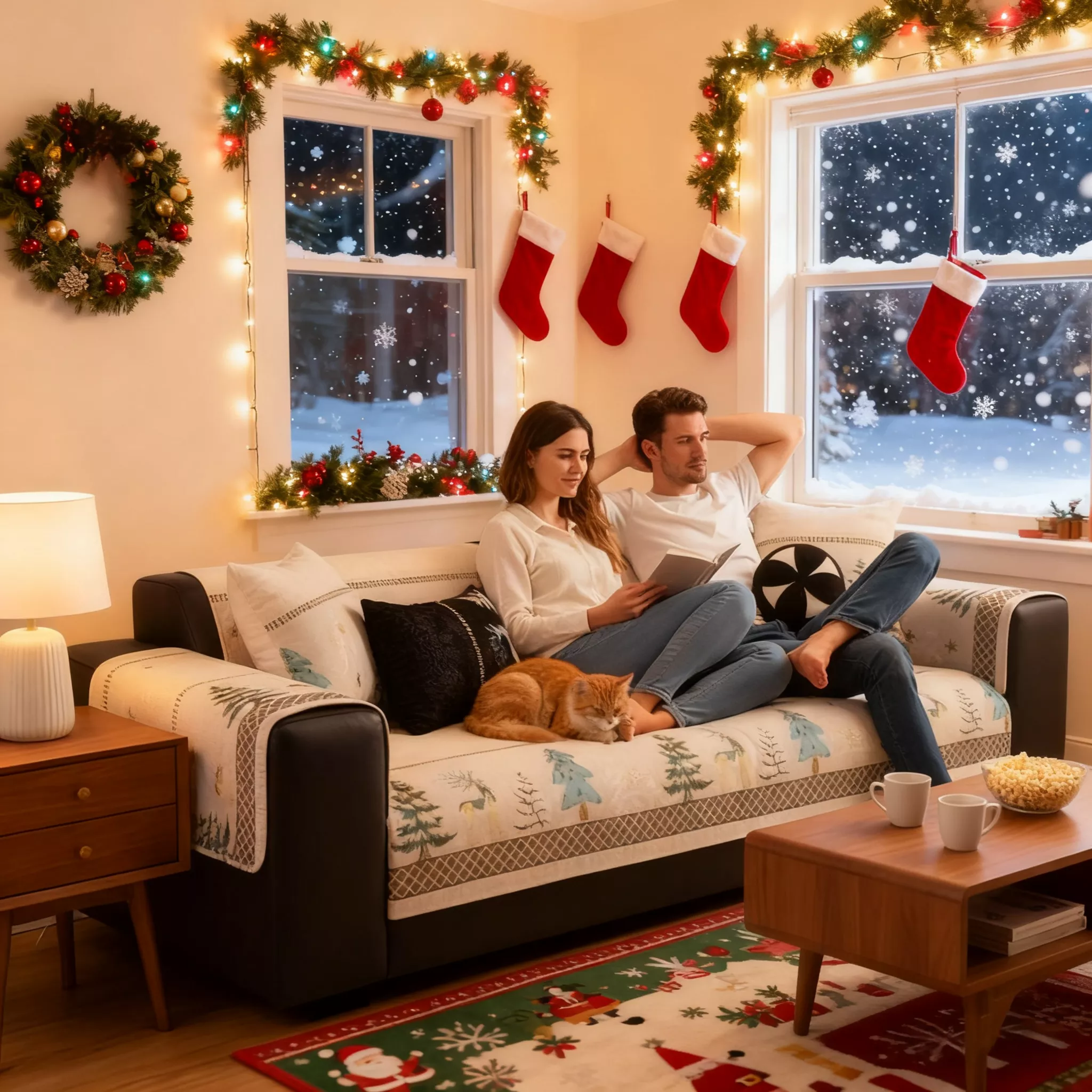 📢📢55% DE RÉDUCTION !!! 🎅 Housse de Canapé en Chenille Douce – Dos antidérapant en silicone, motif cerf élégant, lavable en machine, confort toute l’année ! - Image 3