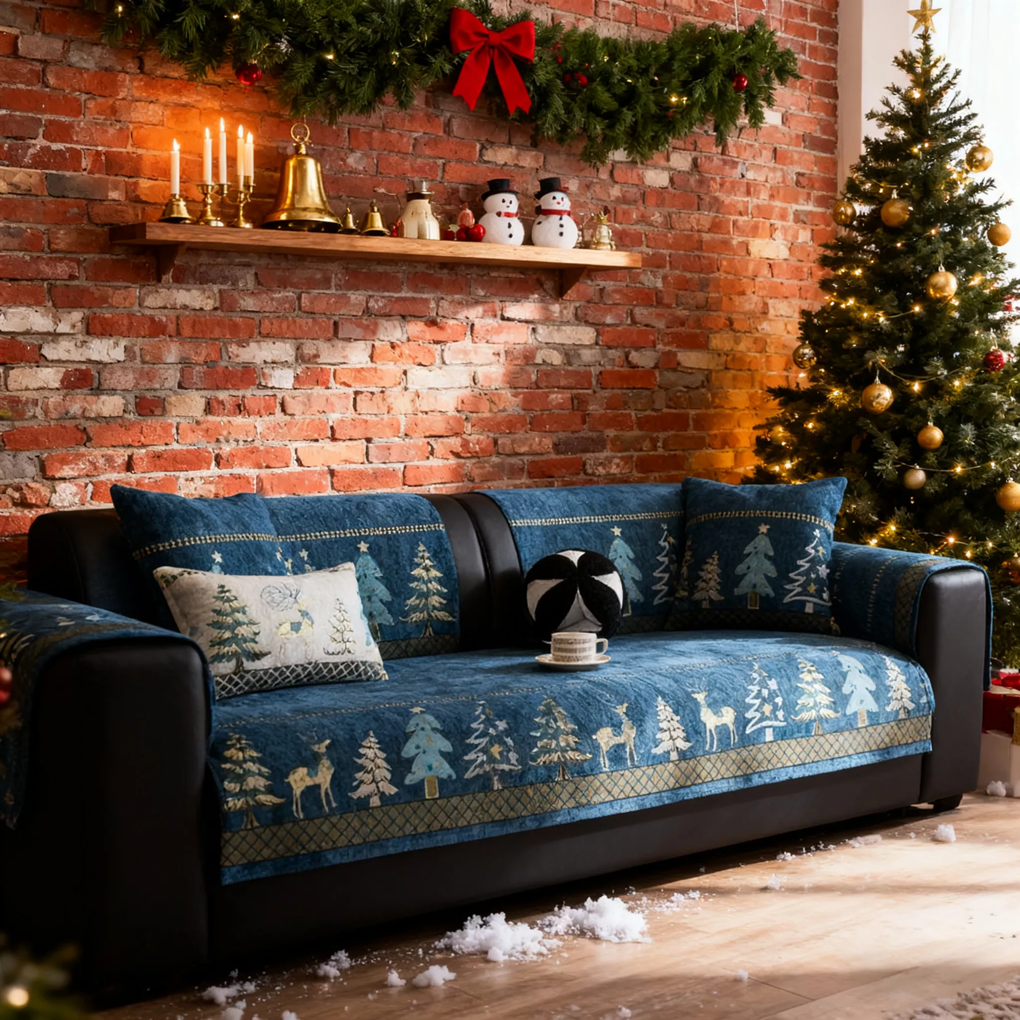 📢📢55% DE RÉDUCTION !!! 🎅 Housse de Canapé en Chenille Douce – Dos antidérapant en silicone, motif cerf élégant, lavable en machine, confort toute l’année ! - Image 7